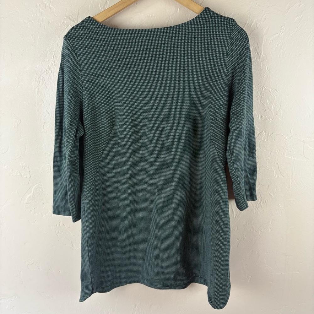 J. Jill Ponte Knit Green Black Sheath Dress Tunic Top Women’s Large 3/4 Sleeve